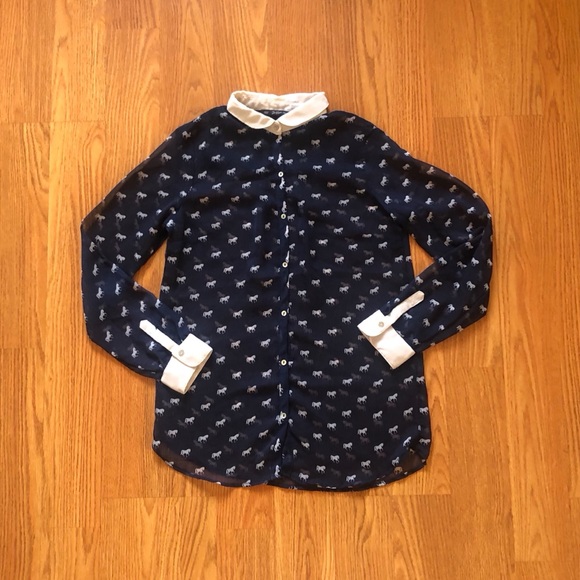 Zara Tops - Zara Horse-Print Blouse